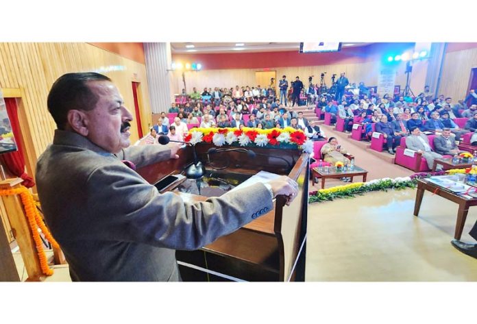 Union Minister Dr. Jitendra Singh speaking during an event to celebrate five years of the Union Minister Dr. Jitendra Singh speaking during an event to celebrate five years of the