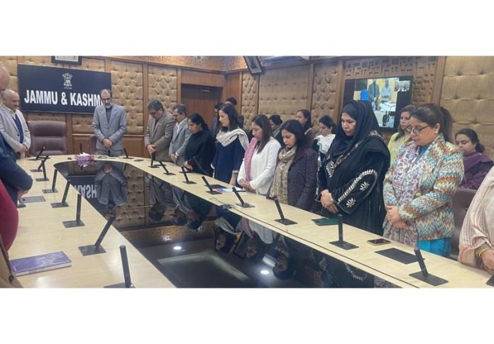 Finance Deptt officers mourning the demise of CAO Namisha Dogra.