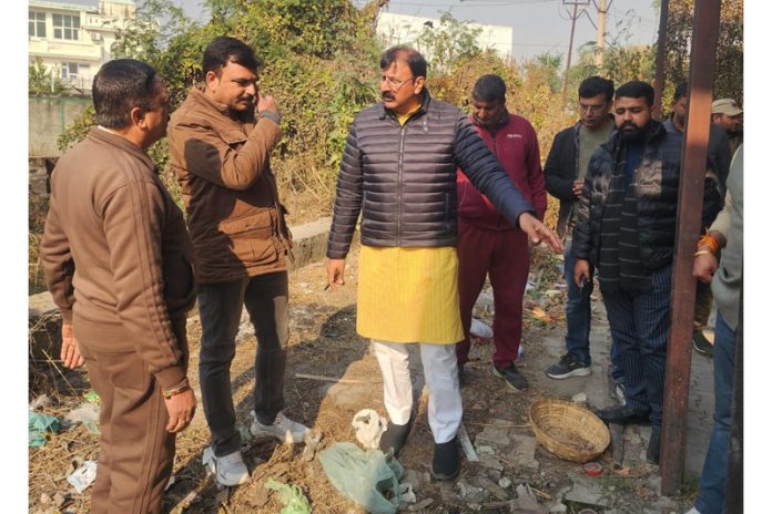 MLA Jammu West, Arvind Gupta during his visit to Shakti Nagar Cremation Ground. MLA Jammu West, Arvind Gupta during his visit to Shakti Nagar Cremation Ground.