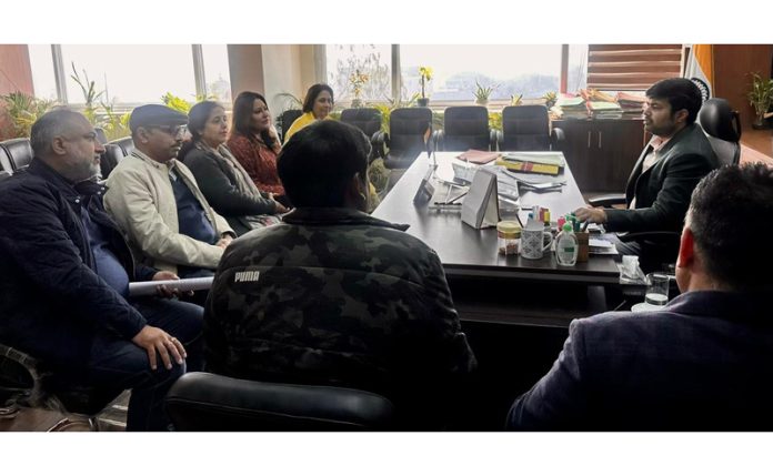 BJP leader Ritika Trehan during meeting with Commissioner JMC in Jammu on Monday.