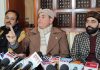 Representatives of Gujjar-Bakarwal and OBC communities during a press conference in Srinagar on Tuesday. -Excelsior/Shakeel