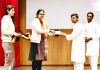 Yoga Instructors from Isha Foundation being presented memento by IIM Jammu.