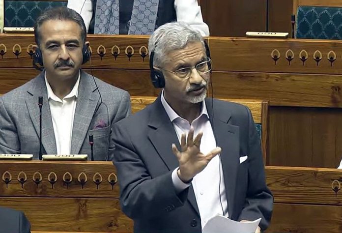 External Affairs Minister S Jaishankar speaking in the Lok Sabha on Friday. (UNI)