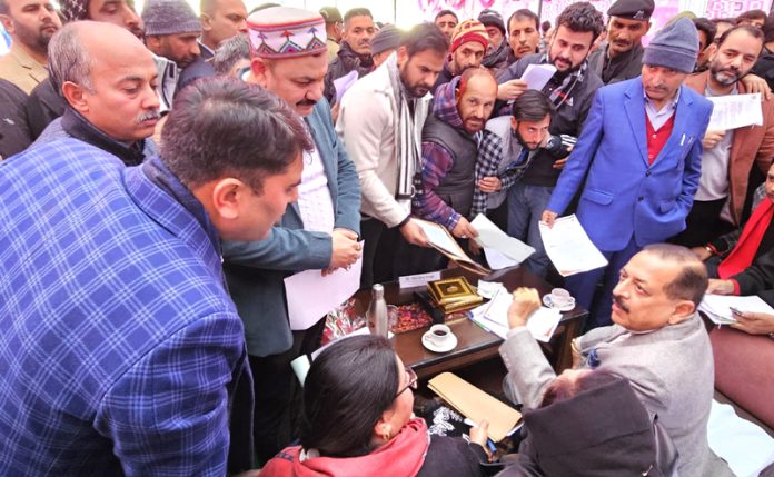 Union Minister Dr Jitendra Singh holding ‘public darbar’ at Ramban on Sunday.