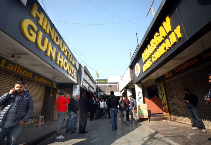 Sealed gun shops in Shiv Nagar area of Jammu district. -Excelsior/Rakesh Sealed gun shops in Shiv Nagar area of Jammu district. -Excelsior/Rakesh