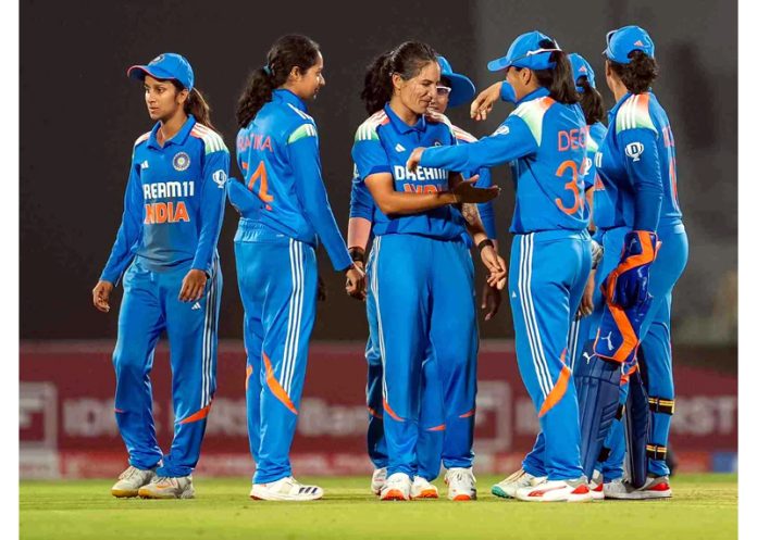 Indian Women circket team celebrating after defeating West Indies in 1st ODI at Vadodra on Sunday. Indian Women circket team celebrating after defeating West Indies in 1st ODI at Vadodra on Sunday.