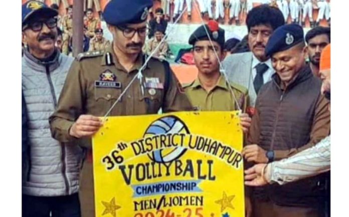 Rayees Mohd Bhat, DIG Udhampur-Reasi Range inaugurating Volleyball tourney at Udhampur.