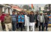 AICC secretary, Neeraj Kundan leading Cong protest in border town of Arnia in Bishnah area of Jammu district on Monday.