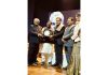Renowned exporter from J&K Arshad Mir being presented Atal Gaurav Samman at Delhi on Saturday.