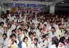 Taekwondo players posing for group photograph during an event at Jammu.