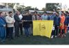 Sports Minister Satish Sharma flagging off J&K Football team for Santosh Trophy on Wednesday.
