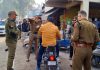 Police in action during drive against violators of traffic rules.