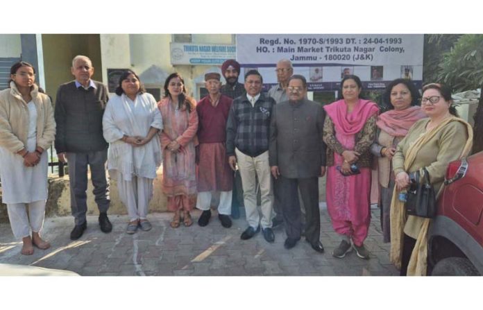 Dignitaries posing for a group photograph after a session on Yoga at Jammu on Sunday.