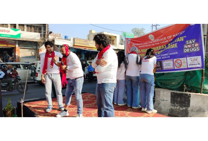 Artists performing in a play organised to educate public about dangers of drug abuse in Samba on Thursday.