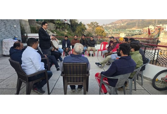 Members of Rashtriya Parshuram Parishad during a meeting in Rajouri on Thursday.