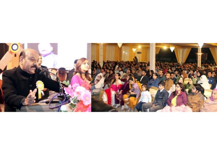 Dy CM Surinder Choudhary speaking during Annual Day function of BOMIS in Jammu. Dy CM Surinder Choudhary speaking during Annual Day function of BOMIS in Jammu.