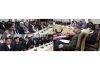 Chief Minister Omar Abdullah chairing a meeting at Samba on Monday.
