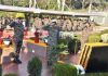 GOC-in-C in Lt Gen MV Suchindra Kumar laying the wreath at Dhruva War Memorial in Udhampur on Monday. (UNI)