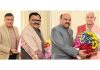 DyCM Surinder Choudhary, Minister Javed Rana and Vibodh Gupta during meeting with LG.