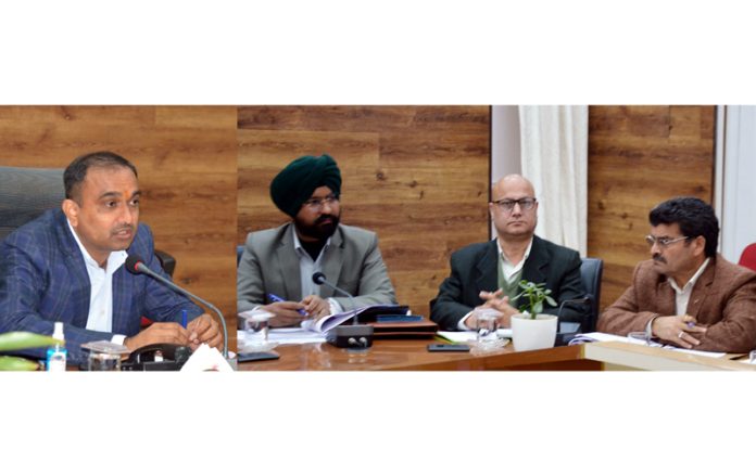 Div Com Jammu chairing a meeting at Doda on Monday. Div Com Jammu chairing a meeting at Doda on Monday.