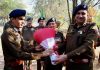 A police officer greeting ADGP Armed & Law and Order Vijay Kumar at CTC Sunjwan on Tuesday.