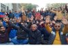 Casual labourers and daily rated workers of PW(R&B) Deptt staging protest in Jammu on Monday. — Excelsior/ Rakesh