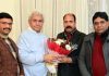MLA Bishnah, Rajeev Kumar Bhagat during meeting with LG Manoj Sinha.