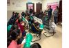 A speaker addresses girls in Jammu during a campaign to protect underprivileged girls from HPV.