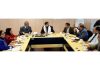 Minister Satish Sharma along with other officers & officials during a meeting at J&K Regional Office, NABARD.