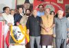 DyCM Surinder Choudhary, JSD Minister Javed Rana and others paying tribute to Sheikh Abdullah in Jammu. —Excelsior/Rakesh
