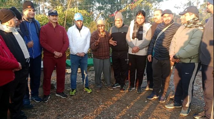 Vijay Kumar, WLW with morning walkers during a function organised in Jammu on Sunday. Vijay Kumar, WLW with morning walkers during a function organised in Jammu on Sunday.
