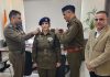 Newly promoted DySP Vimla Raina along with IGP Traffic and other police officers in Jammu on Thursday.