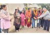 MLA Jammu West, Arvind Gupta kick starting sewerage construction work in his constituency on Monday.