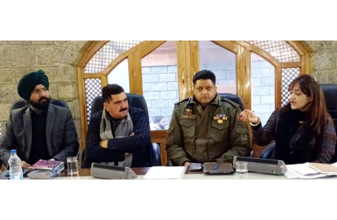 DDC Chairman Dhananter Singh Kotwal chairing a meeting on Sunday. DDC Chairman Dhananter Singh Kotwal chairing a meeting on Sunday.