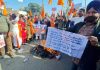 People protesting against attacks on minorities in Bangladesh at Kathua on Monday. -Excelsior/Pardeep