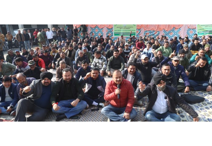 Non-Gazetted Forest employees staging protest at Dogra Hall Office complex in Jammu on Thursday. - Excelsior/Rakesh Non-Gazetted Forest employees staging protest at Dogra Hall Office complex in Jammu on Thursday. - Excelsior/Rakesh