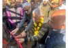 MLA Sham Lal Sharma laying foundation stone of tubewell in Jammu North.