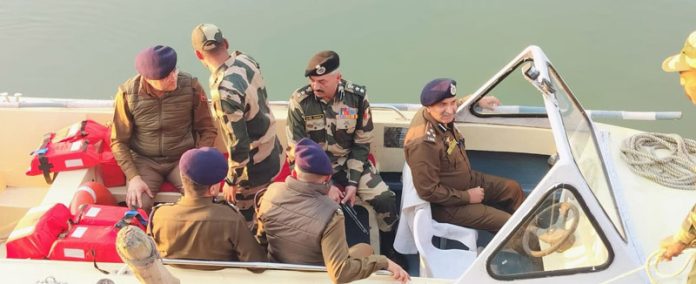DIG JSK Range, Shiv Kumar Sharma, reviewing the security arrangements in a water body in Pargwal area on Thursday. DIG JSK Range, Shiv Kumar Sharma, reviewing the security arrangements in a water body in Pargwal area on Thursday.