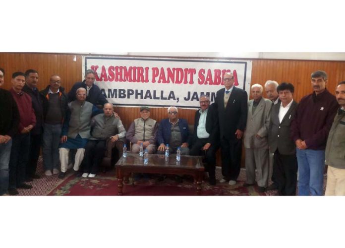 K P leaders during a meeting at Jammu on Sunday.