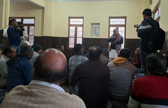 MLA Reasi addressing gathering during public darbar on Sunday.