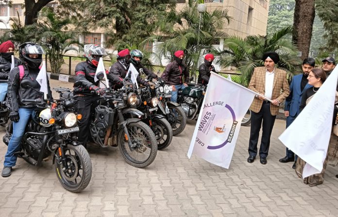 Vikramjit Singh flagging off a bike rally in Jammu on Monday. Vikramjit Singh flagging off a bike rally in Jammu on Monday.