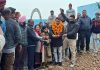 MLA Jasrota Rajiv Jasrotia laying foundation stone of development works in his constituency on Monday.