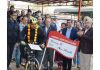 Mission Director HADP flagging off cyclist Neeraj Kumar Prajapati from Directorate of Horticulture Jammu.