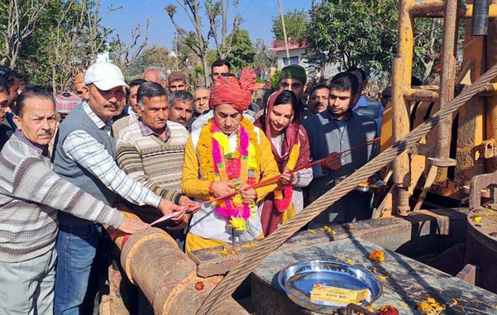 MLA Jasrota, Rajiv Jasrotia commissioning Water Supply Scheme (WSS) at Hatli on Friday. MLA Jasrota, Rajiv Jasrotia commissioning Water Supply Scheme (WSS) at Hatli on Friday.