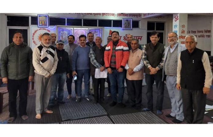 Members of Brahman Sabha Channi Himmat during meeting on Monday. Members of Brahman Sabha Channi Himmat during meeting on Monday.