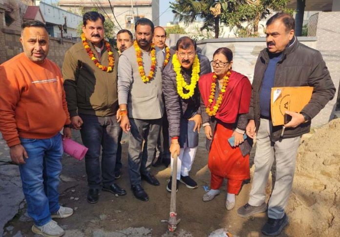 MLA, Arvind Gupta inaugurating development work in Jammu on Thursday. MLA, Arvind Gupta inaugurating development work in Jammu on Thursday.