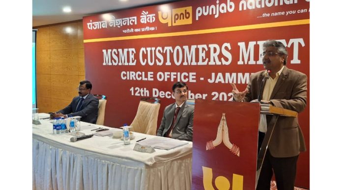 Senior PNB officers during Bank’s MSME Customer Meet in Jammu on Thursday. Senior PNB officers during Bank’s MSME Customer Meet in Jammu on Thursday.