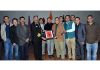 Former students of Sainik School posing for a group picture during an alumni meet held at Nagrota on Sunday.