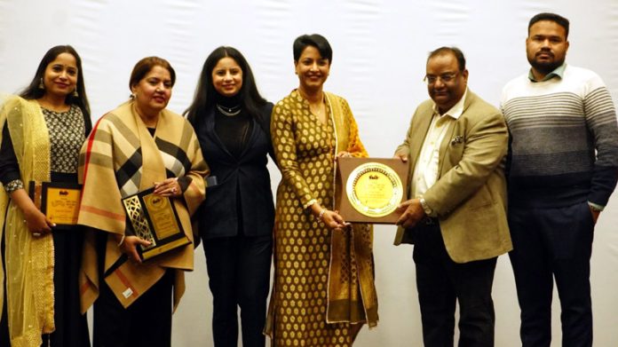 Dr. Parveen Kataria, DG Aryans Group of Colleges felicitating Maninder Kour and Zanat Sood during a function held on Friday. Dr. Parveen Kataria, DG Aryans Group of Colleges felicitating Maninder Kour and Zanat Sood during a function held on Friday.