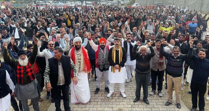 Pawan Khajuria at the gathering of workers in Udhampur East constituency. Pawan Khajuria at the gathering of workers in Udhampur East constituency.